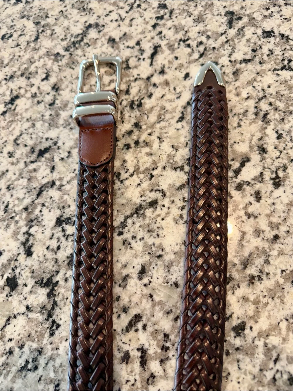 Vintage Perry Ellis Portfolio Men's Belt Sz 44 Brown Woven Braided Leather NWOT
